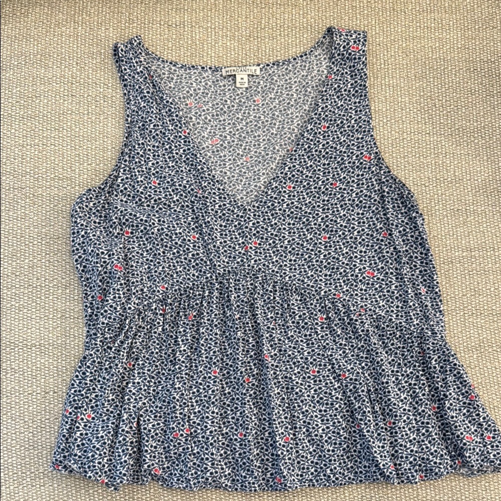 J. Crew Blue V-Neck Sleeveless Top